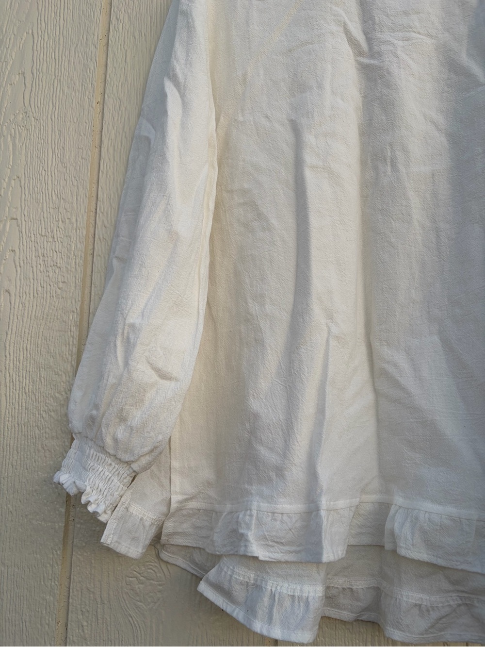 Fashion White Ruffled Hem Long Sleeve Blouse Women’s Size S - Picture 5 of 14